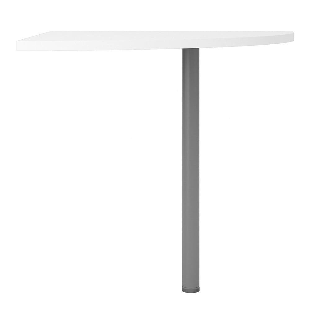 Business Pro Corner desk top in White with Silver grey steel legs in White